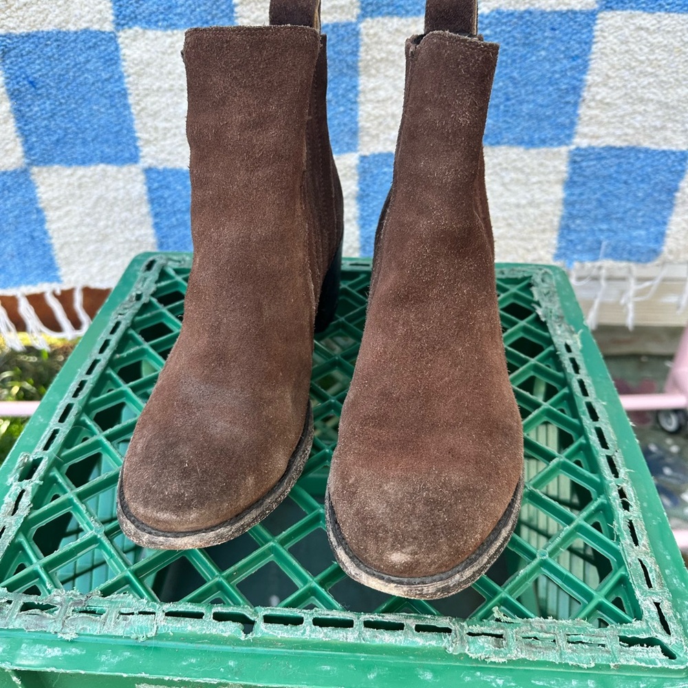 Brown Suede Chelsea Ankle Boots